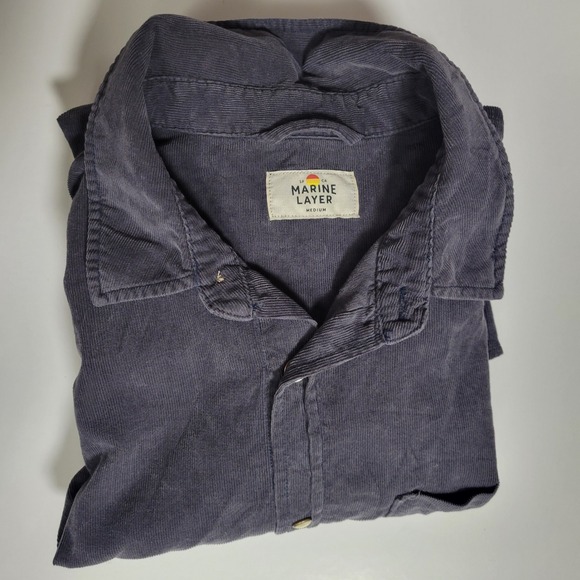 Marine Layer Corduroy Button Shirt Mens M Ribbed Preppy Outdoor Minimalist Gorp - Picture 7 of 8
